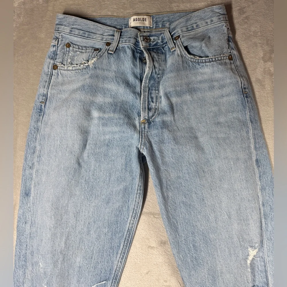 Agolde Jamie High Rise Tapered Intentionally Distressed 100% Cotton Jeans 27 - Picture 3 of 16